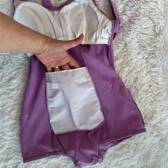 NWT Deadstock Vintage 60s or 70s Purple One Piece Swimsuit by Roaman's size 40‎ - Picture 8 of 10